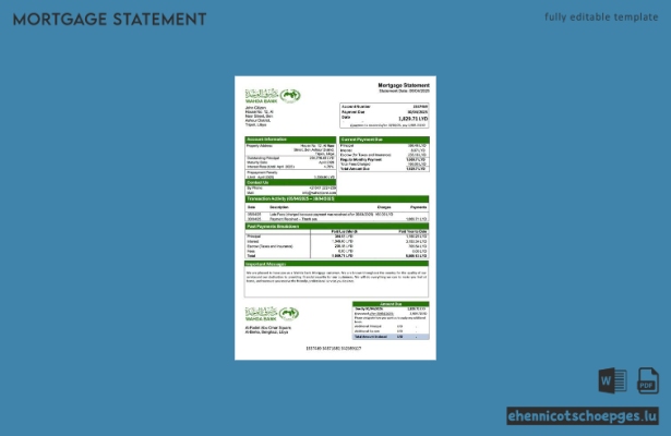 Beispiel eines Hypothekenauszugs der Libyschen Wahda Bank (Word- und PDF-Datei)